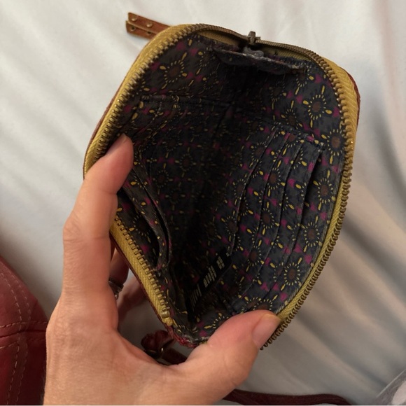 Fossil Lot Red Soft Glove Leather  Shoulder Bag Satchel Wristlet Wallet Purse - Picture 8 of 8